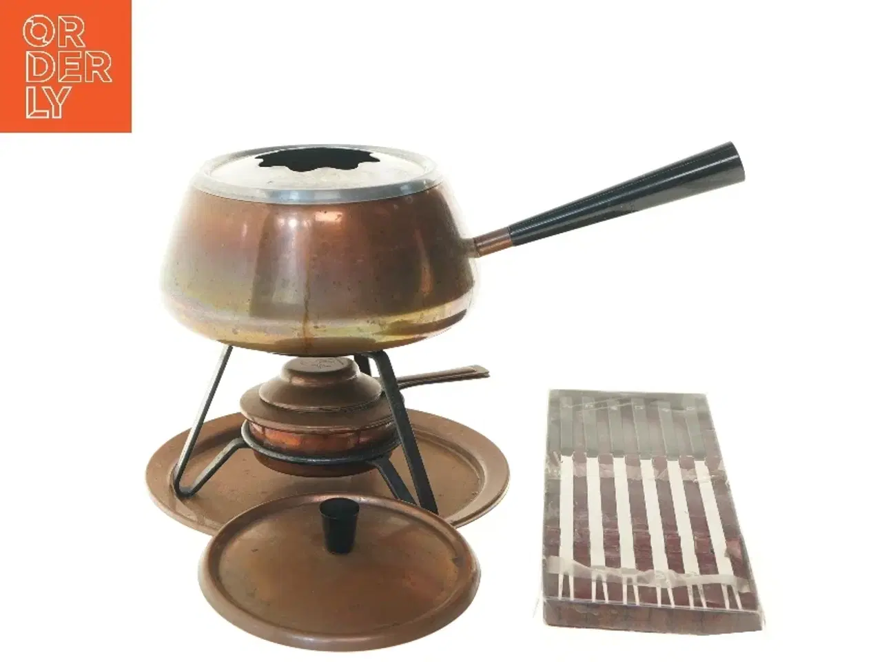 Billede 4 - Fondue sæt med kobbergryde + 6 gafler (str. 19 cm)