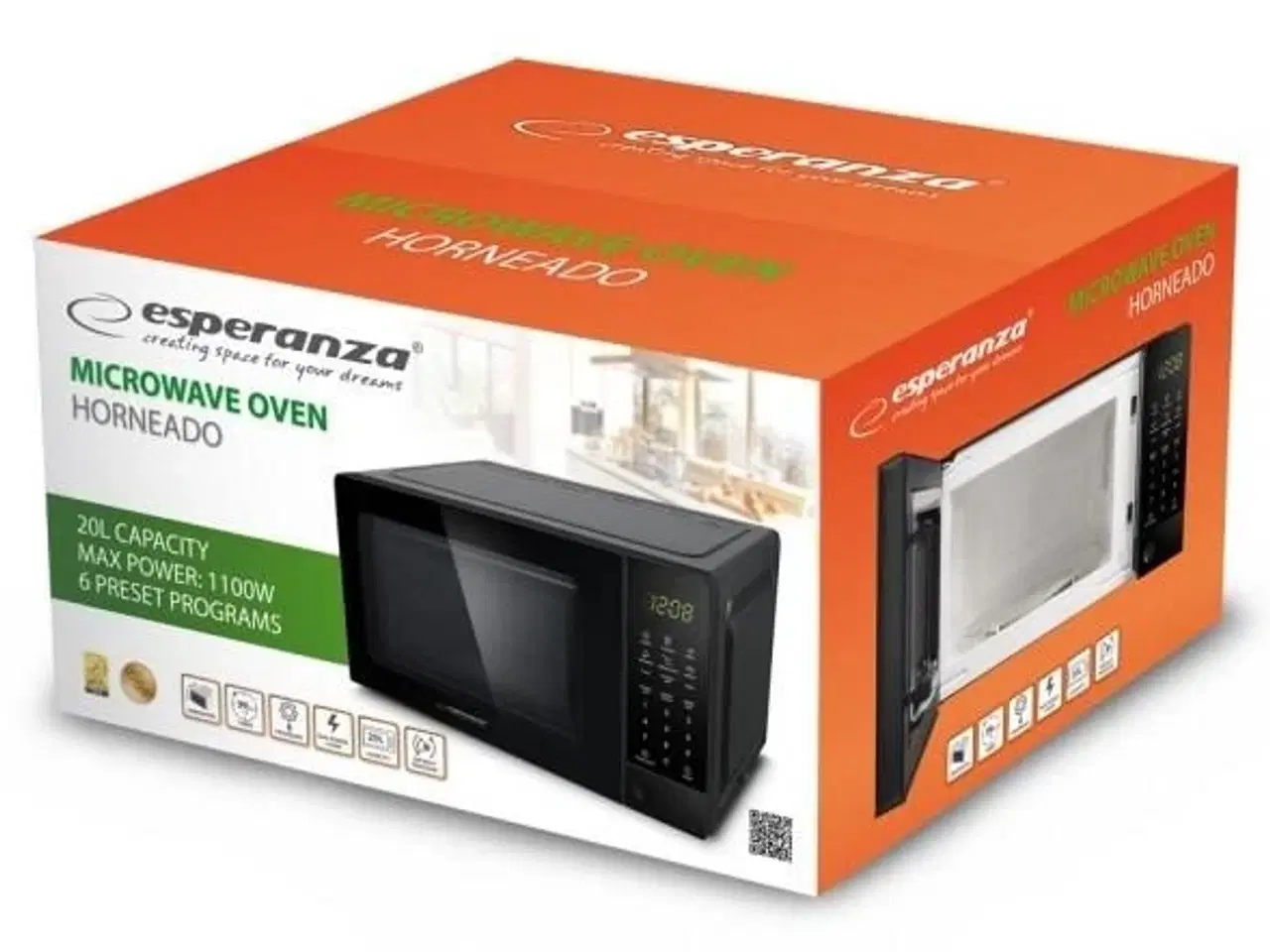 Billede 8 - Mikrobølgeovn 20 l – Esperanza EKO009, sort, 700 W