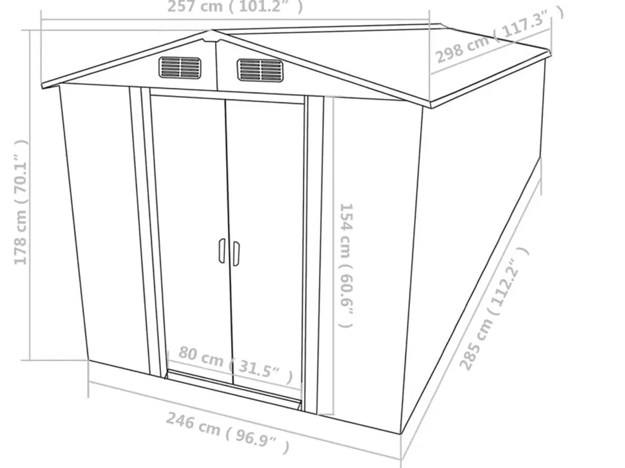 Billede 9 - Haveskur 257x298x178 cm metal grå