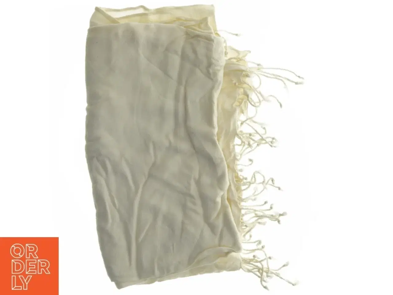 Billede 3 - Beige tørklæde med frynser (str. 70x160 cm)