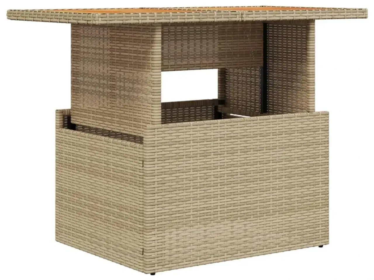 Billede 2 - Havebord 100x55x73 cm polyrattan og akacietræ beige