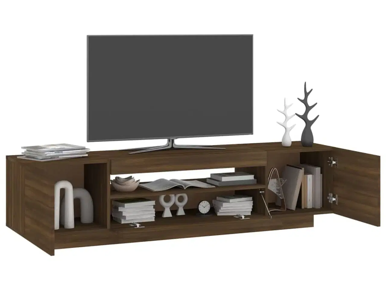 Billede 6 - Tv-bord med LED-lys 160x35x40 cm brun egetræsfarve