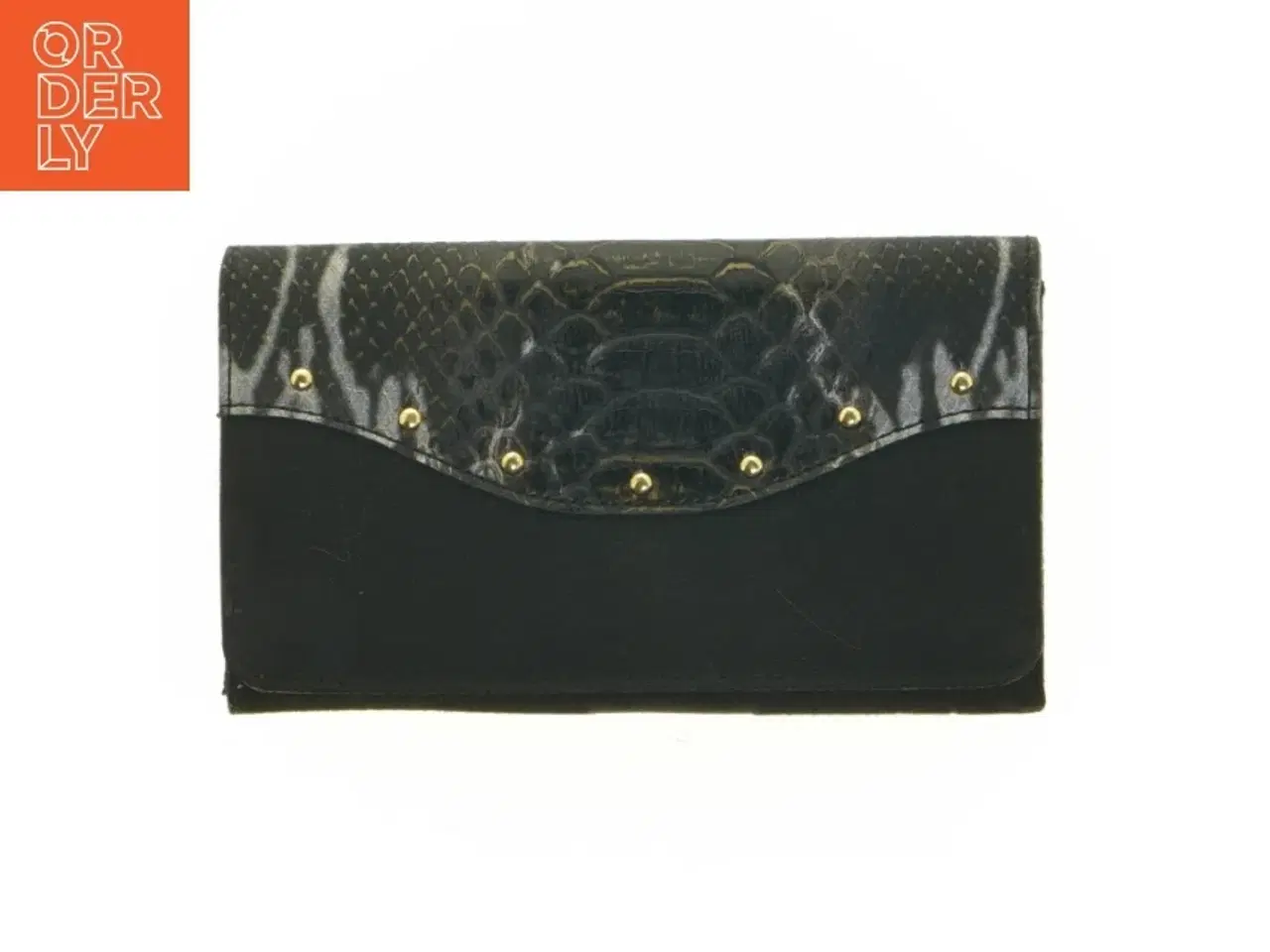 Billede 2 - Sort læderpung med krokodillemønster (str. 18,5 x 11 cm)
