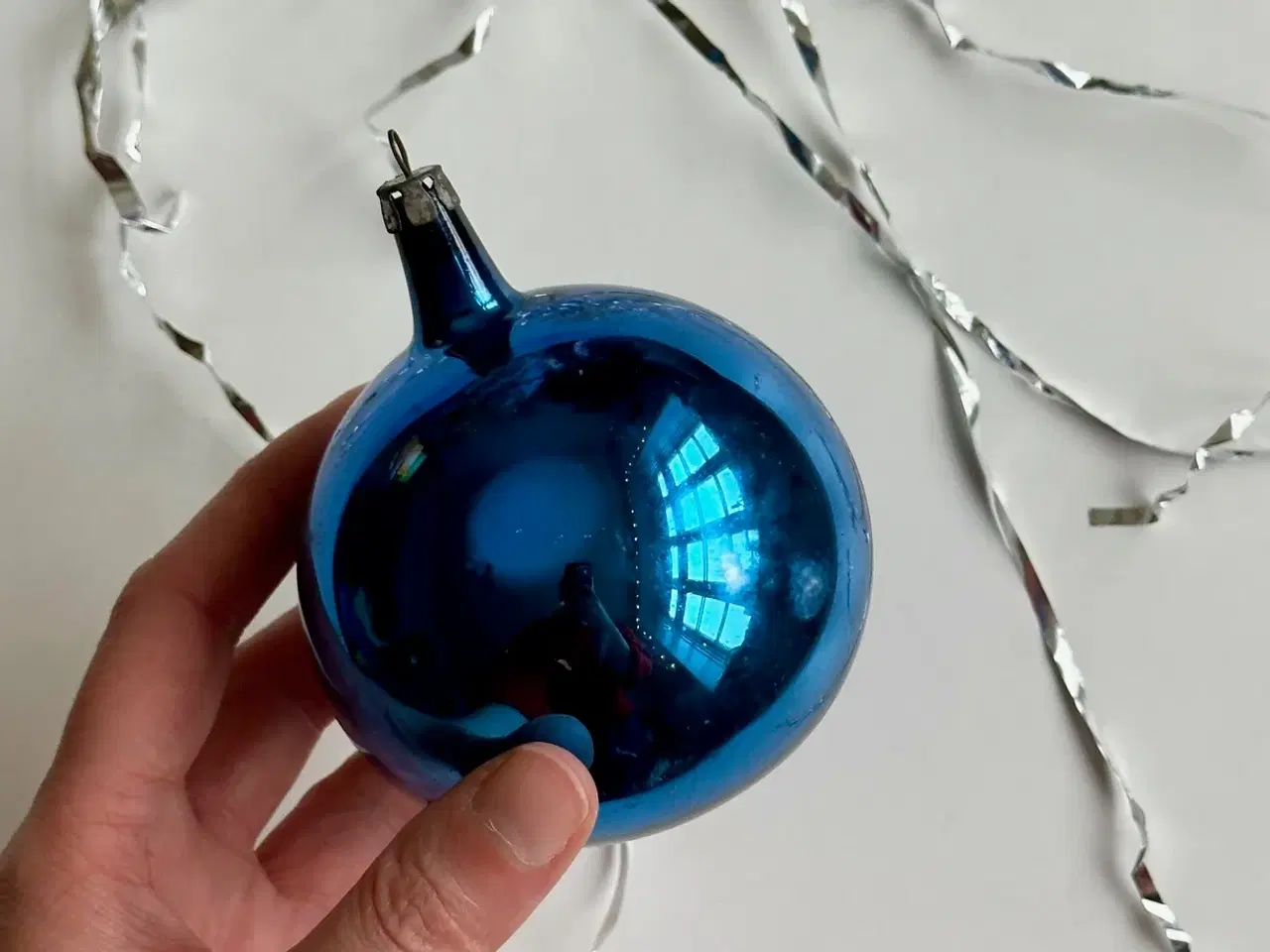 Billede 2 - Vintage julekugle, stor blå