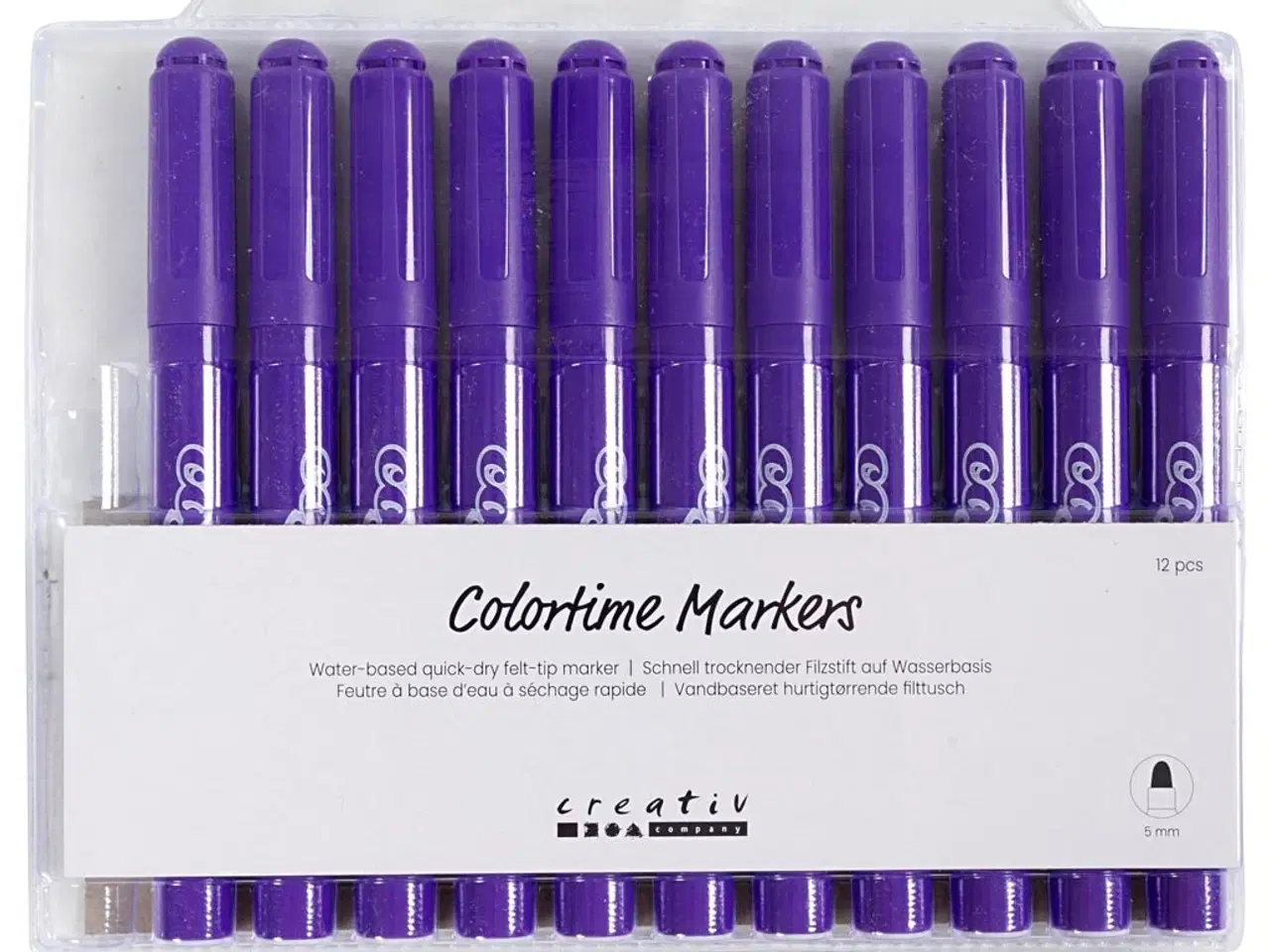 Billede 1 - Colortime Tusch, streg 5 mm, lilla, 12 stk./ 1 pk.