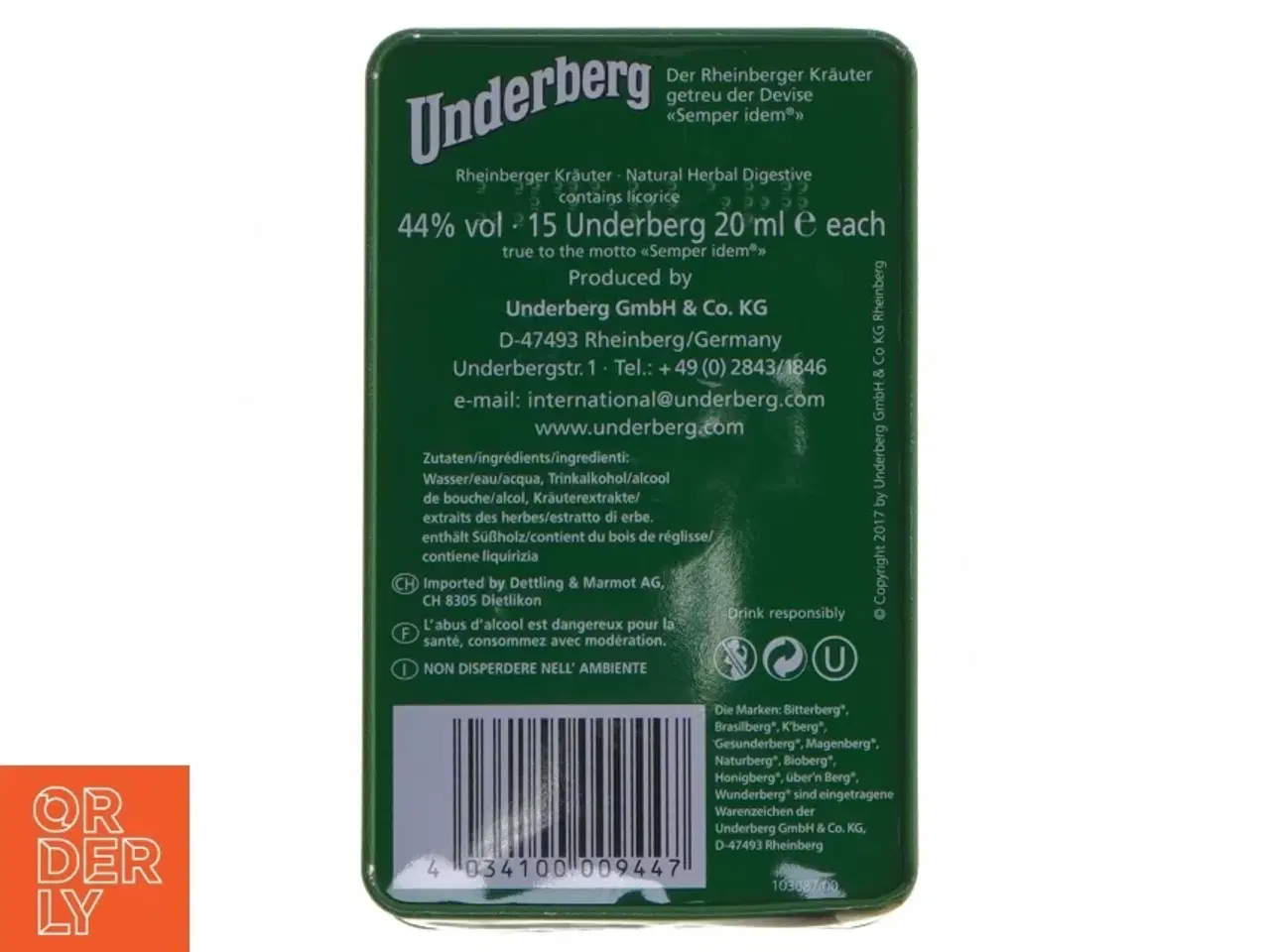 Billede 4 - Underberg metalæske fra Underberg (str. 14,5x1,5 cm)