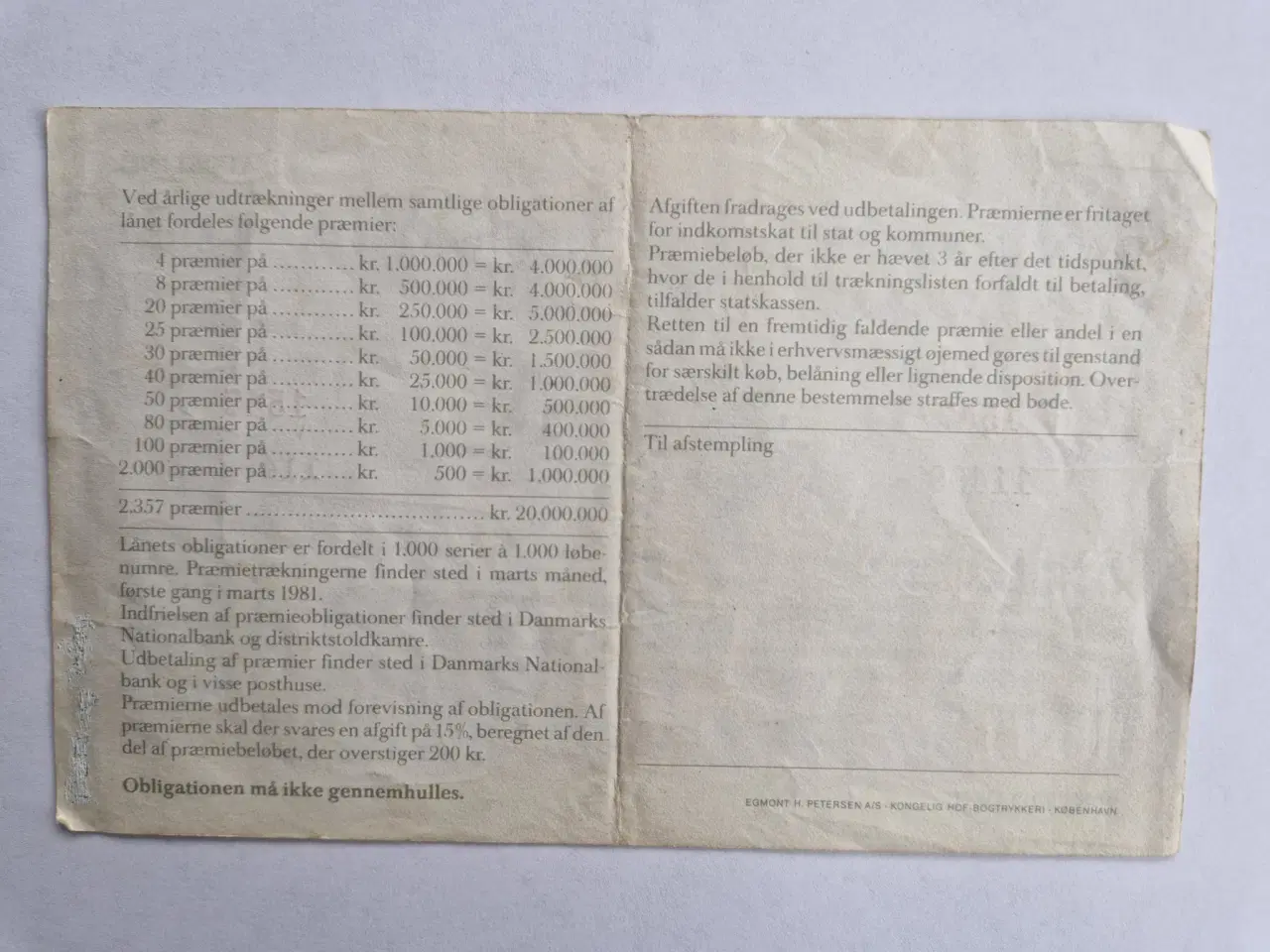 Billede 2 - 200 Kroner Præmieobligation 1980