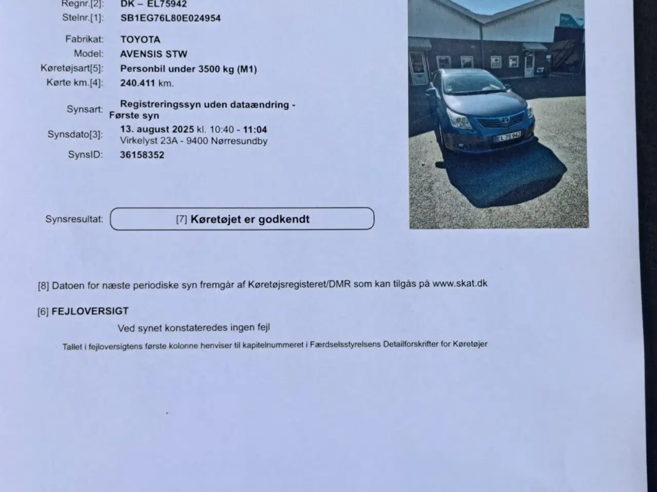 Billede 14 - NYSYNET OG NYSERVICERET TOYOTA AVENSIS