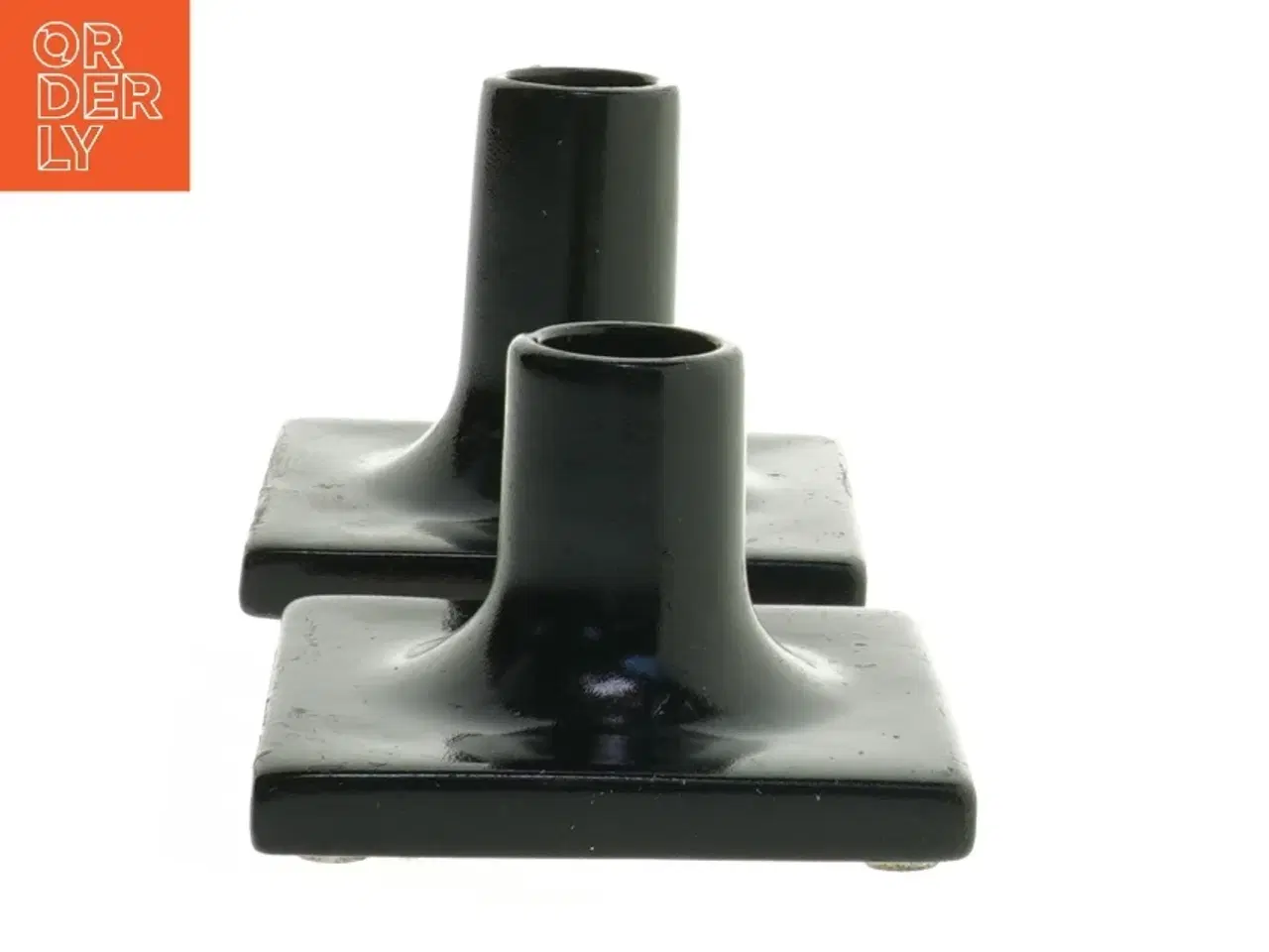 Billede 1 - Sæt af sorte lysestager (str. 9x9x5,5 &9x9x7,5 cm)