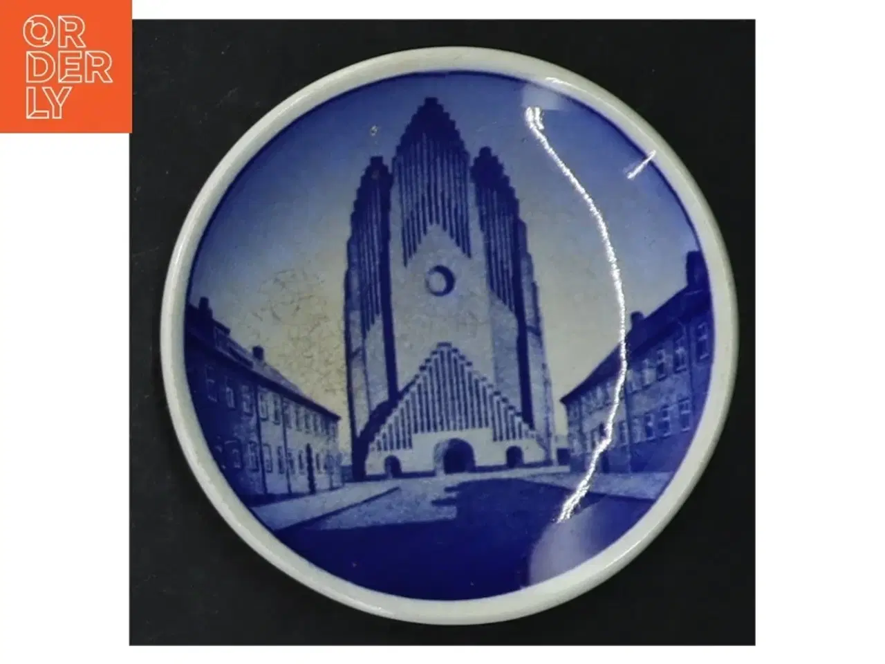 Billede 2 - Blå og hvid porcelænsplatter med danske landskaber fra Royal Copenhagen (str. 8 cm. 6 styk)