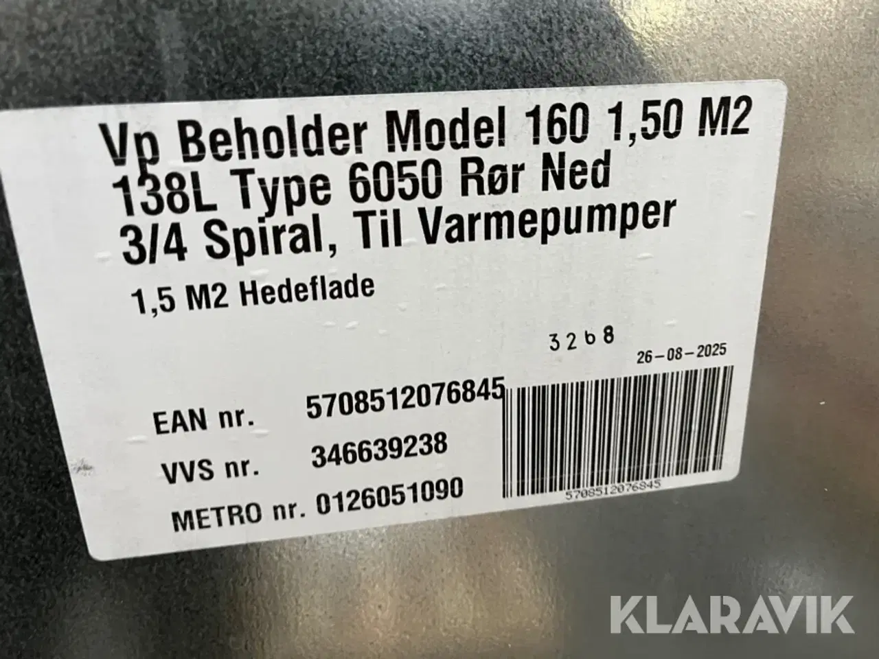 Billede 5 - Varmepumpebeholder Metro Therm 6050 3/4” 160 1 styk