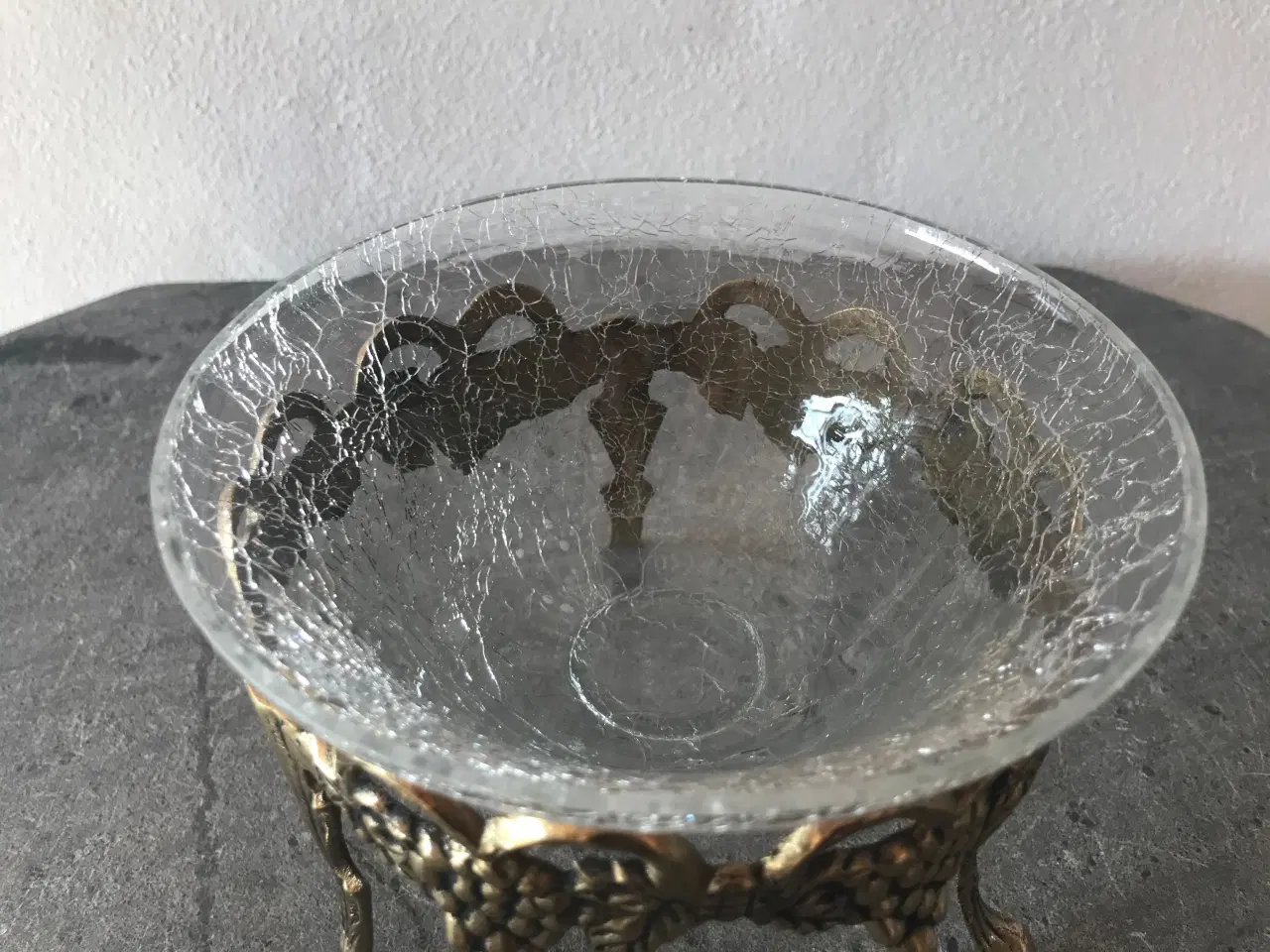 Billede 4 - Vintage messing skål / opsats med glasindsats