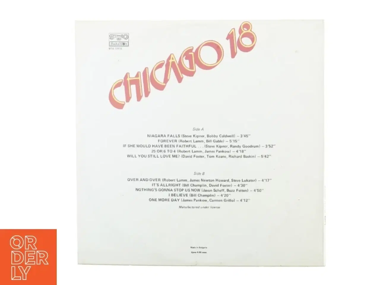 Billede 4 - Chicago 18 fra Stereo Balkanton (str. 30 cm)