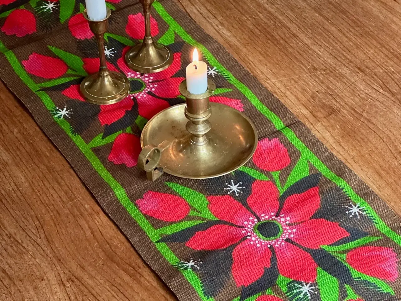 Billede 1 - Hessian bordløber m julestjerne, 117 x 26,5 cm