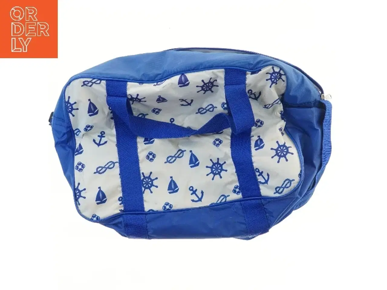 Billede 1 - Blå rejsetaske med maritimt motiv (str. 40x19x27 cm)