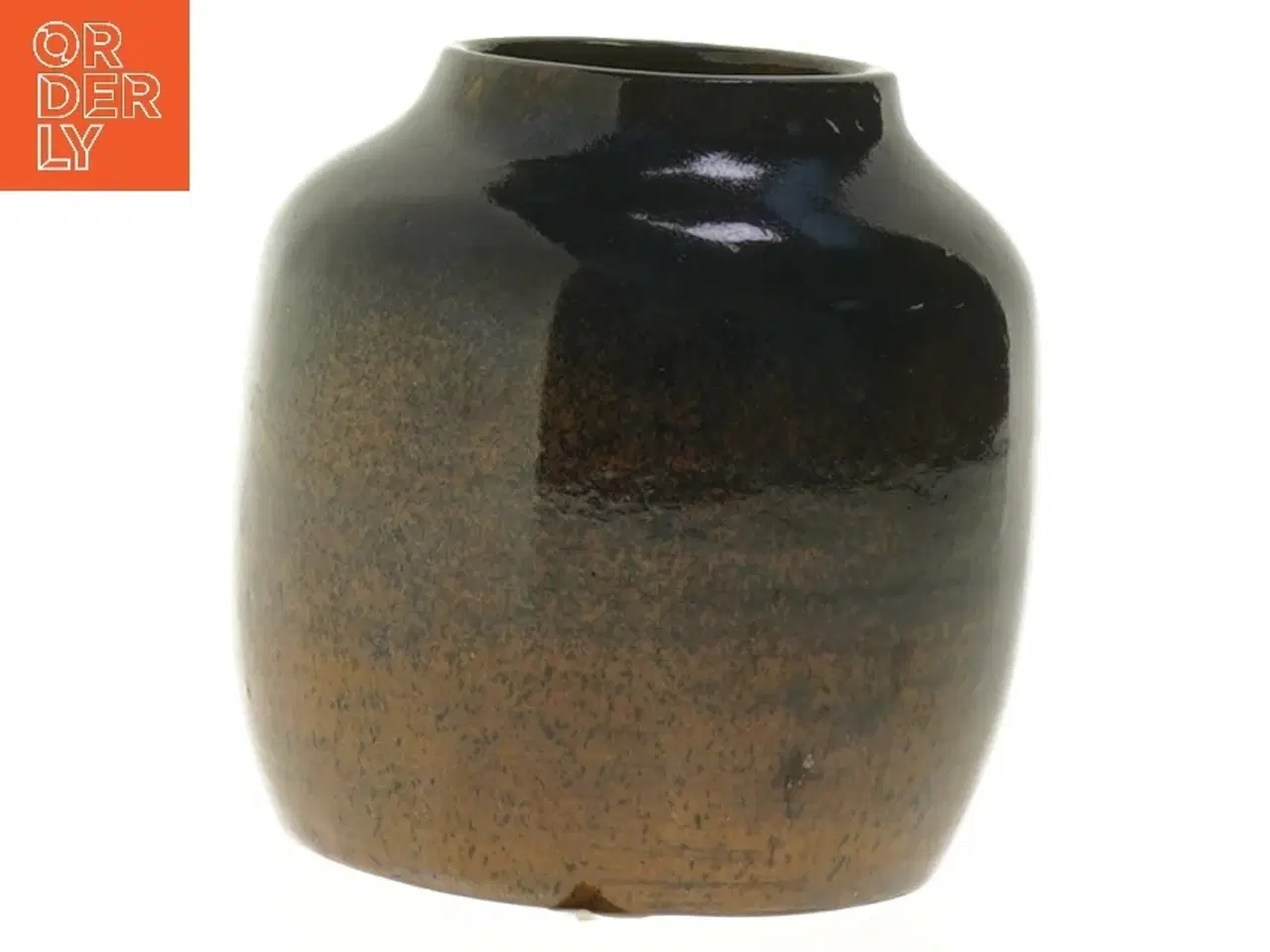 Billede 2 - Keramikvase med mørkeblå glasur (str. 10 cm)