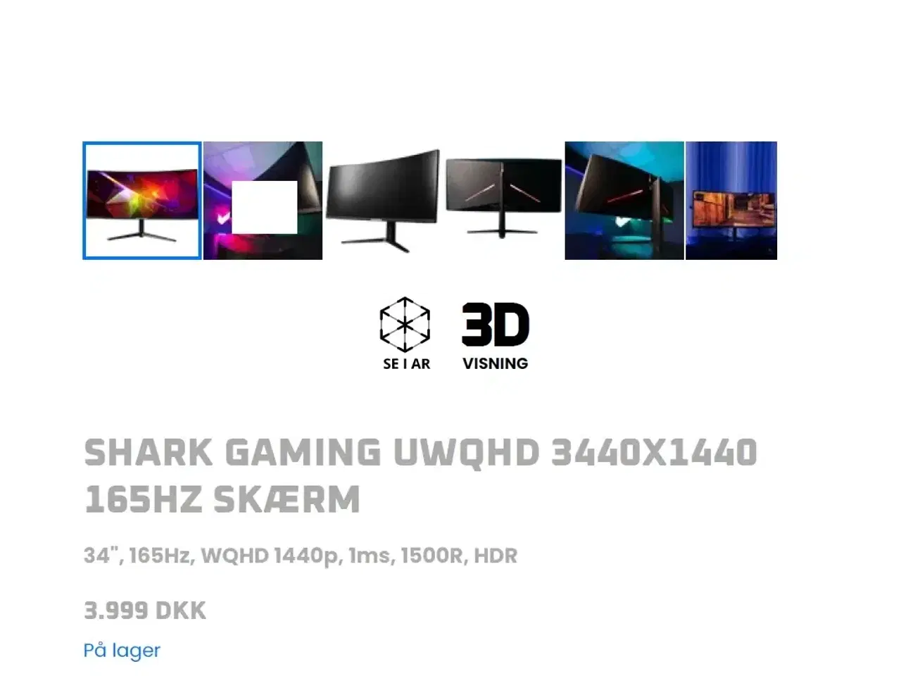 Billede 1 - SharkGaming  34 curved skærm