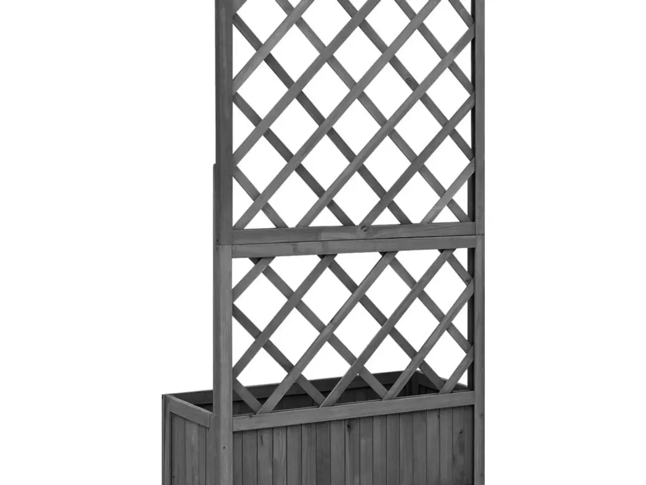 Billede 4 - Plantekasse med espalier 70x30x135 cm massivt fyrretræ sort