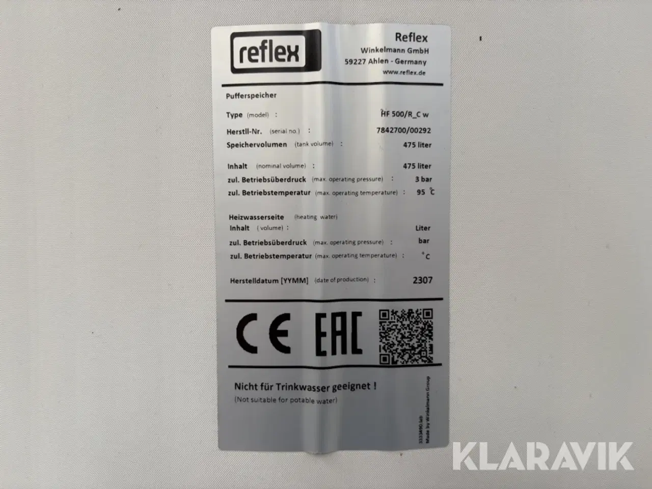 Billede 11 - Buffer/akkumuleringstank Reflex HF 500/R_C w 1 styk