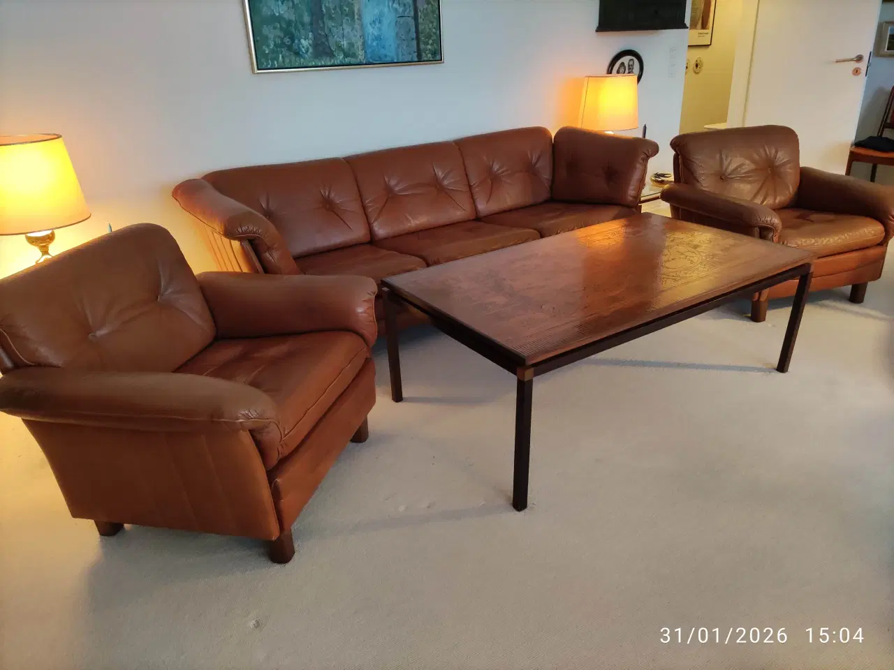 Billede 1 - Lædersofa