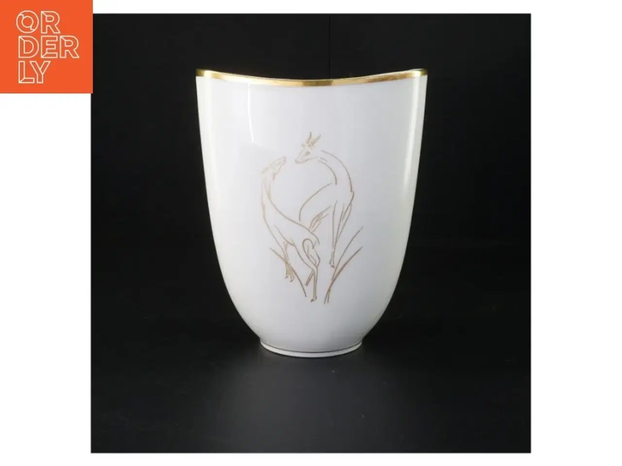 Billede 1 - Porcelænsvase med gazelle motiv (str. 21 x 17 cm)