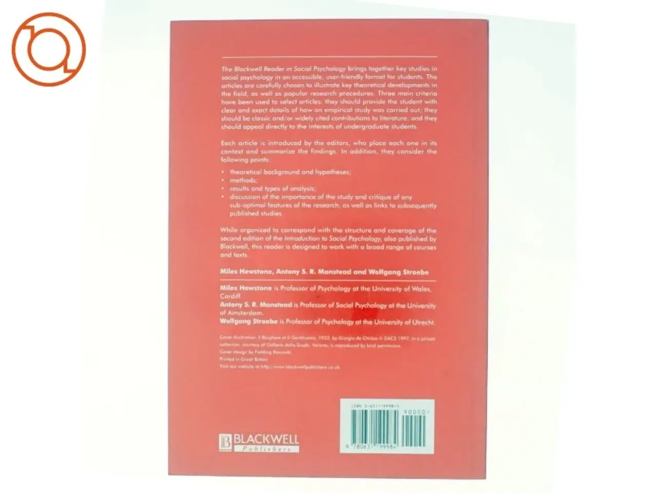 Billede 3 - The Blackwell Reader in Social Psychology af Wolfgang Stroebe, Miles Hewstone, Tony Manstead (Bog)