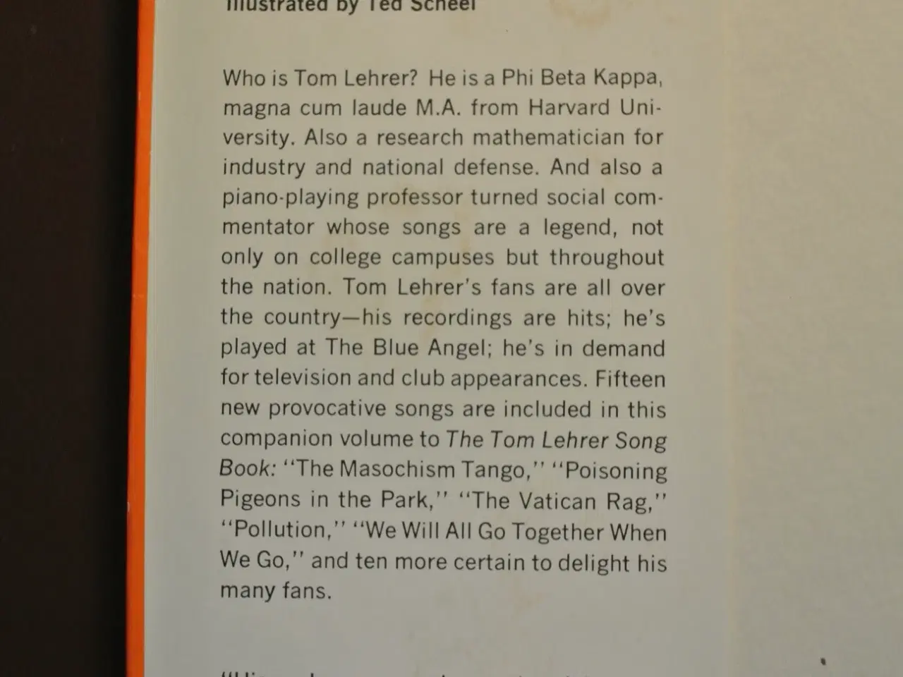Billede 3 - tom lehrer's second song book by tom lehrer