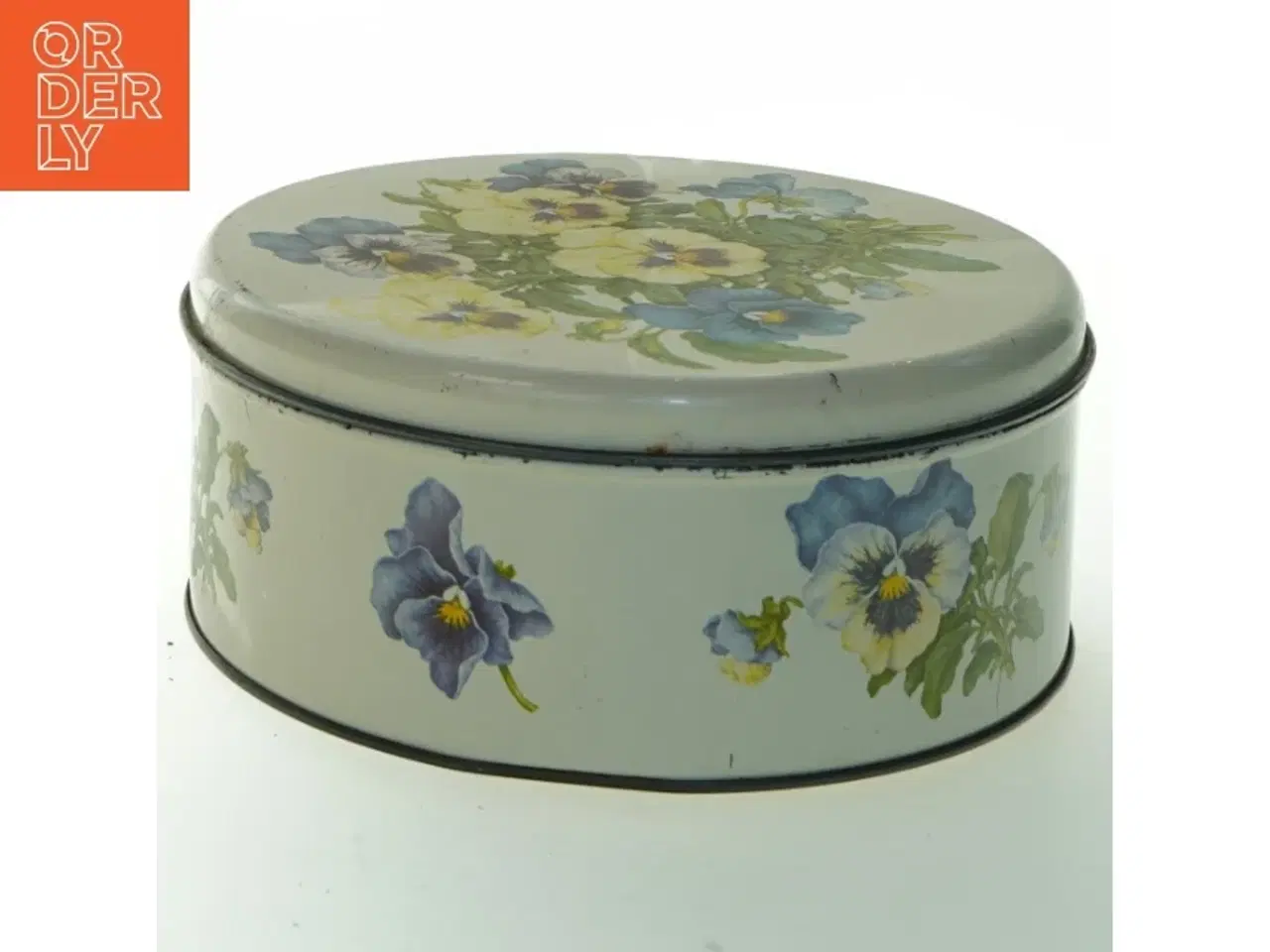 Billede 1 - Rund Vintage IRA metal dåse med blomstermotiv fra Ira (str. Ø 19 cm)