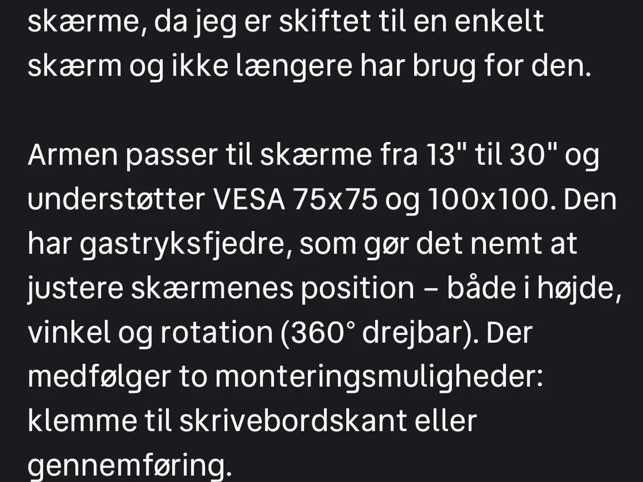 Billede 3 - Skærm holder til 2 skærme 