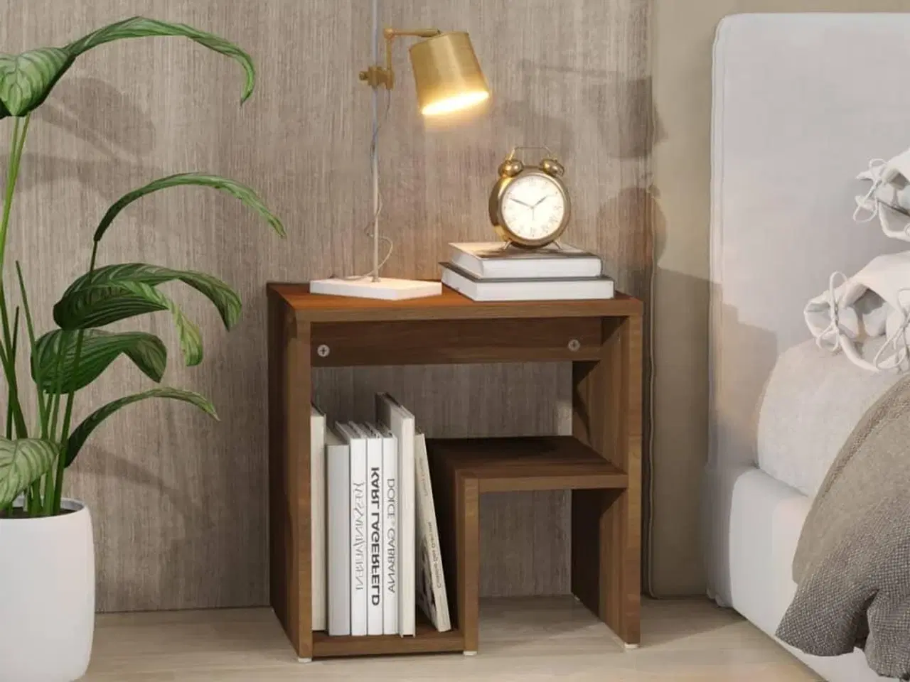 Billede 5 - Sengebord 40x30x40 cm konstrueret træ brun egetræsfarve