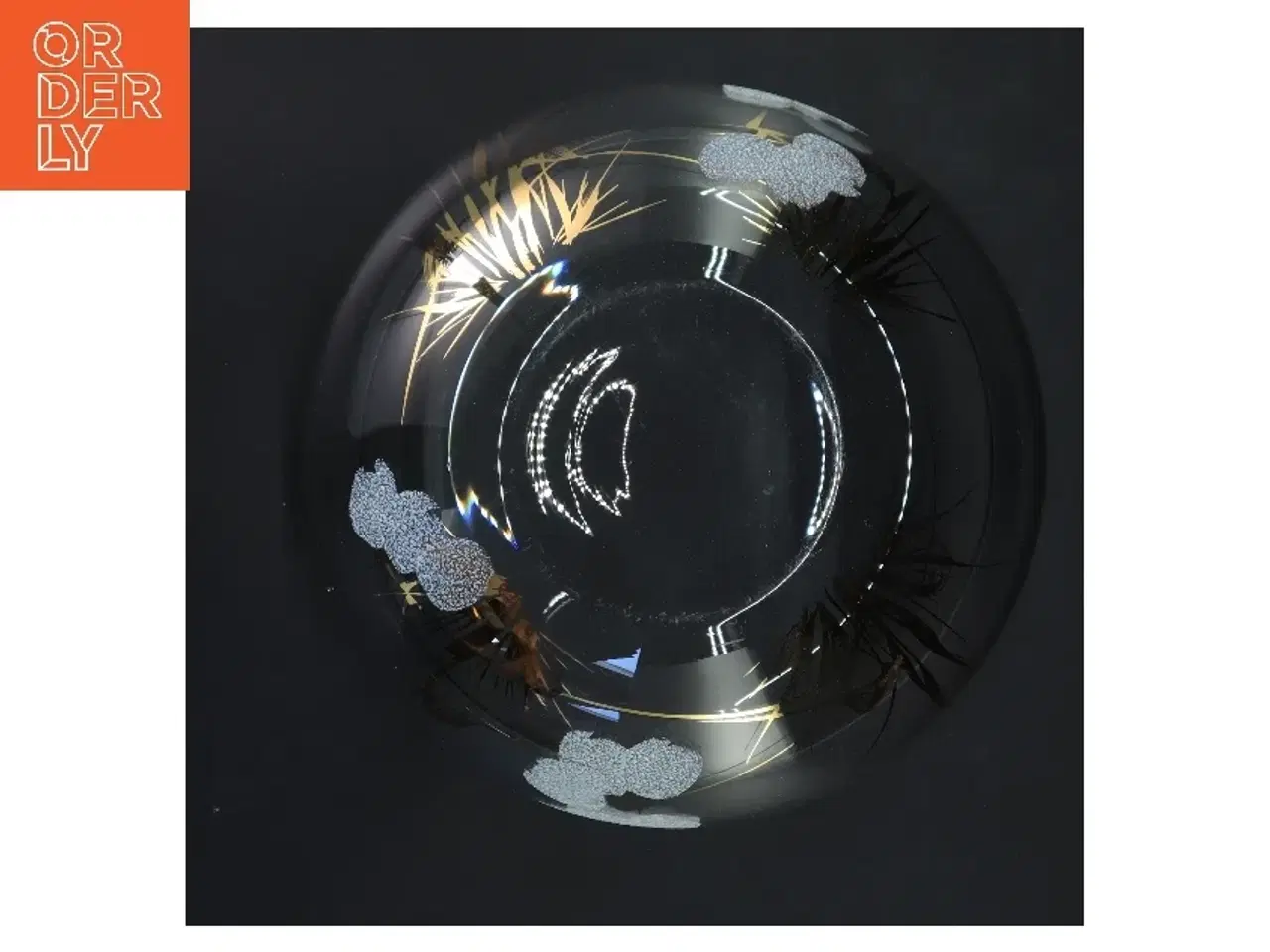 Billede 3 - Dekorativ glas skål med bladmønster (str. Ø 20 cm)