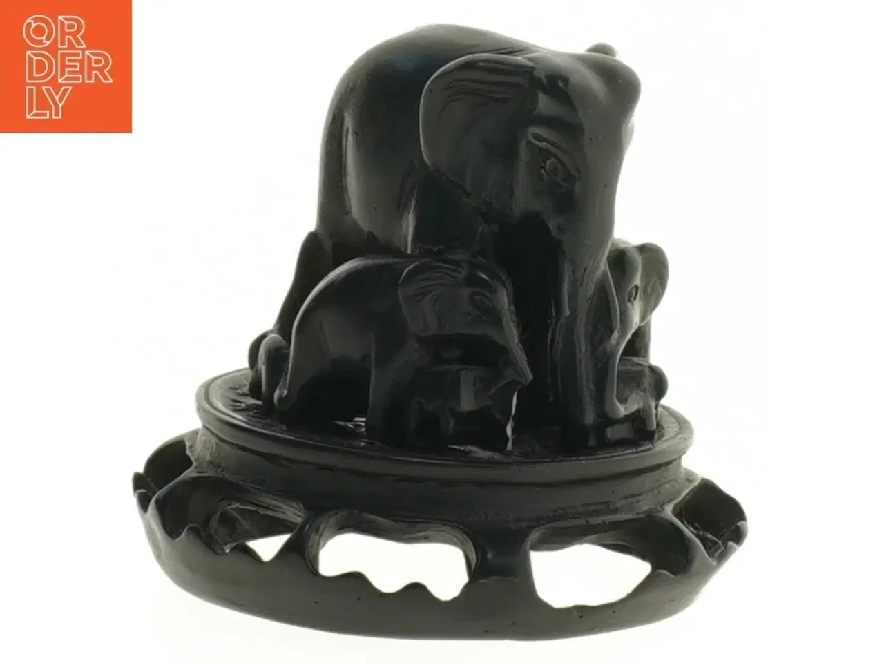 Billede 1 - Elefant skulptur i sort  (str. 8,5 x 9,5 cm)
