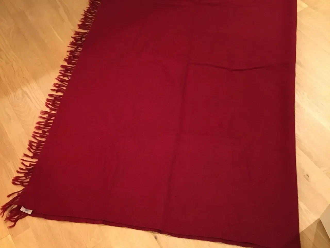 Billede 1 - Uld plaid vinrød