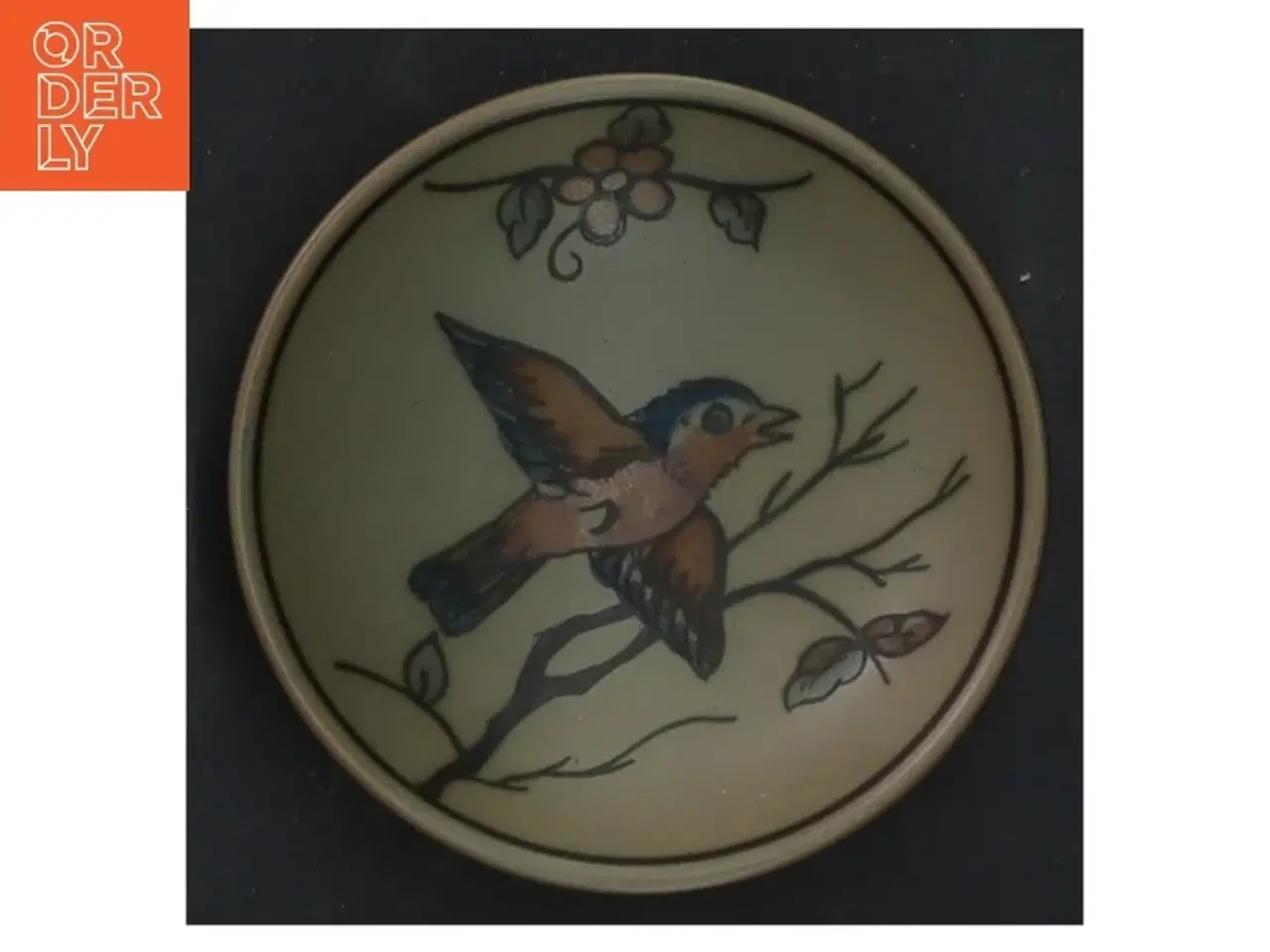 Billede 2 - Lille dekorativ skål med fuglemotiv (str. 8x2,5 cm)