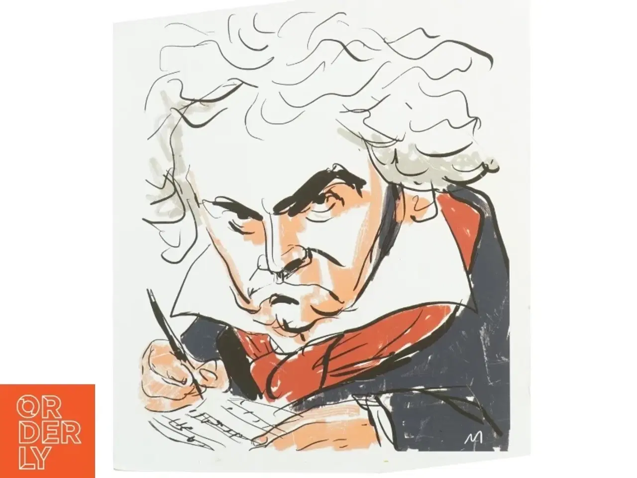 Billede 1 - Karikatur illustration af Beethoven (str. 34,5 x 29,5 cm)