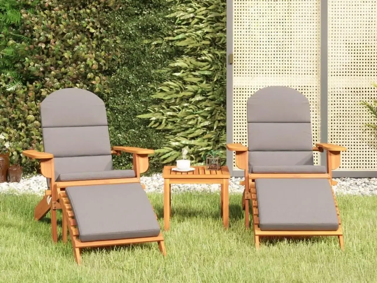 Billede 1 - Adirondack-loungesæt til haven 3 dele massivt akacietræ