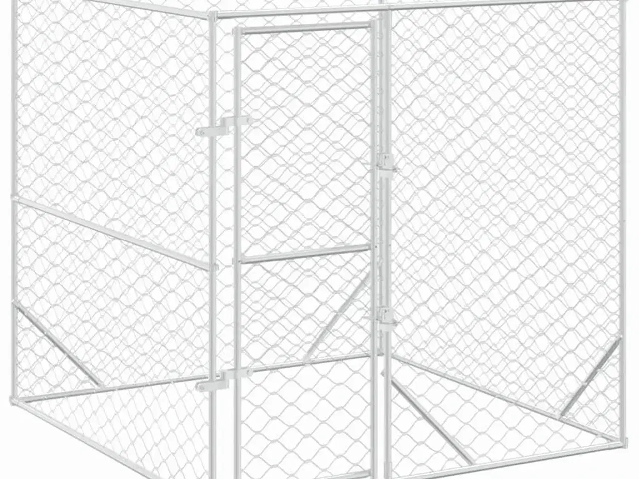 Billede 2 - Udendørs hundegård 2x2x2 m galvaniseret stål sølvfarvet