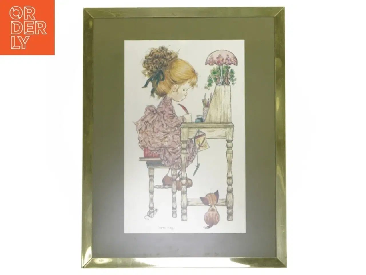 Billede 1 - Vintage Sarah Kay Tegning i ramme (str. 32,5x25,5 cm)