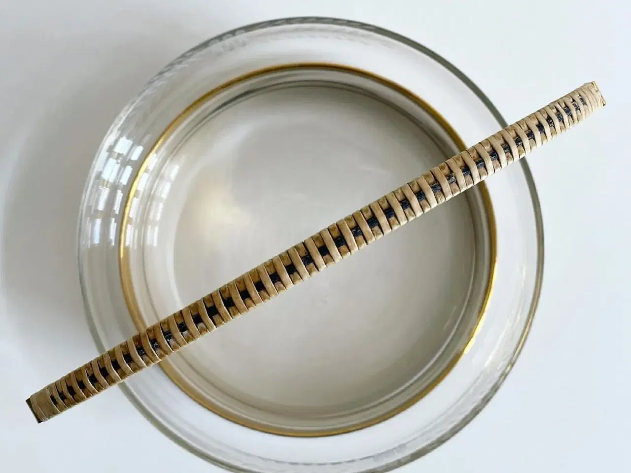 Billede 6 - Stor klar skål m messingholder, beviklet hank, NB