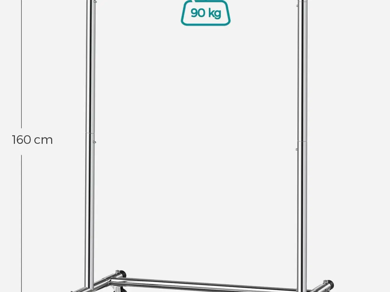 Billede 6 - Tøjstativ på hjul kraftig model, udtrækkelig bøjlestang, 90 kg, sølv