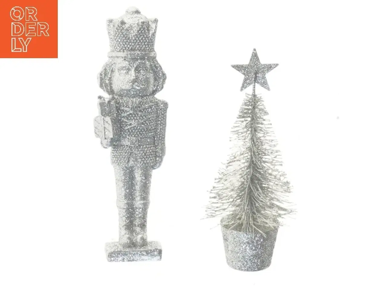 Billede 1 - Sølvglitrende juledekorationer (str. 16 cm)