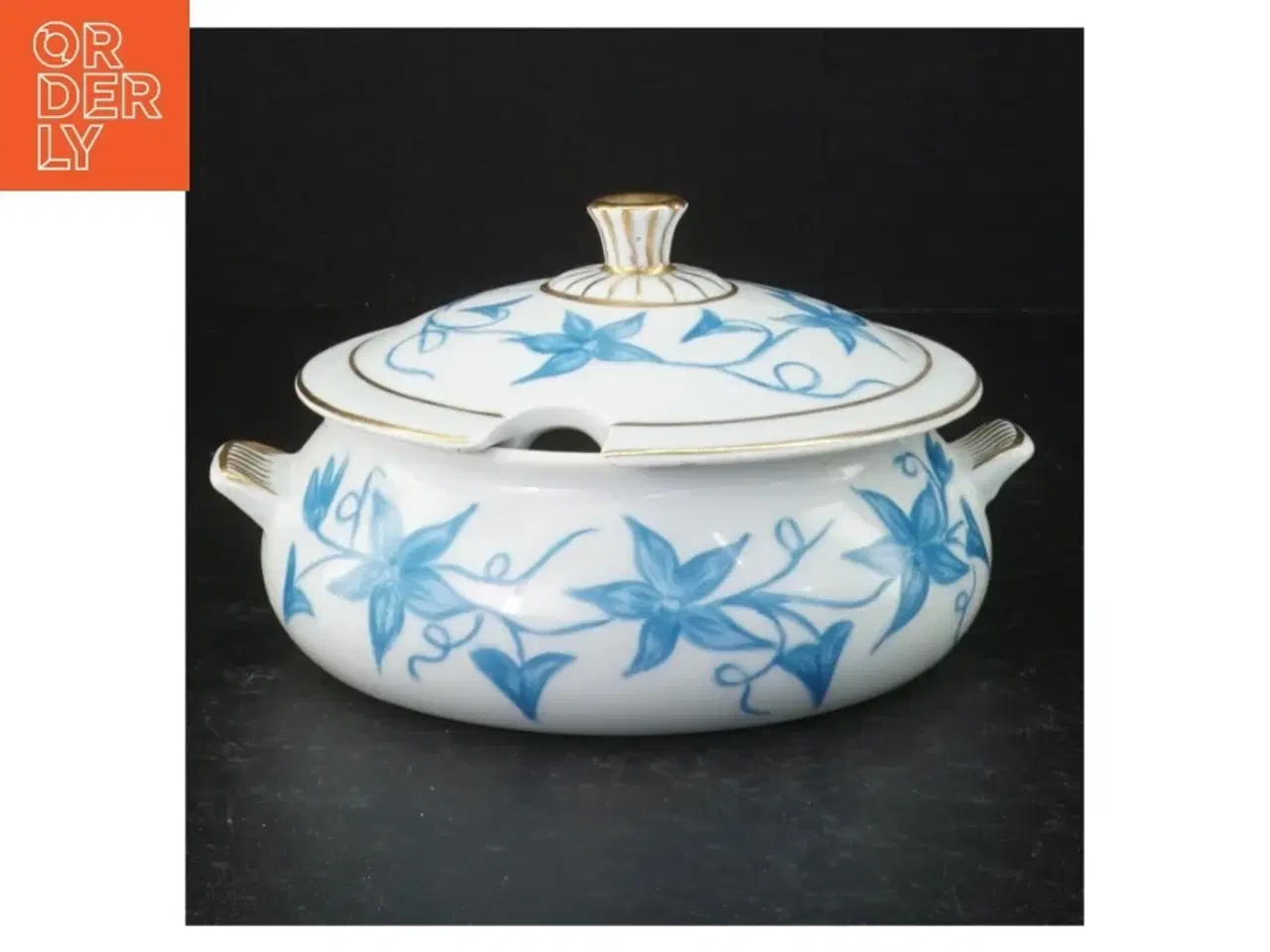 Billede 1 - Porcelænssennepskrukke med blåmønster