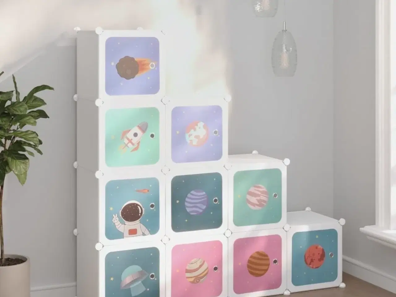 Billede 1 - Kubeopbevaringsskab til børn med 10 kuber hvid PP