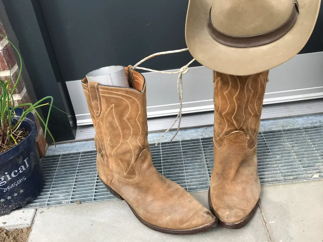 Billede 3 - Ruskind jakke m. Frønser, Stetson hat, Rusk.støvle
