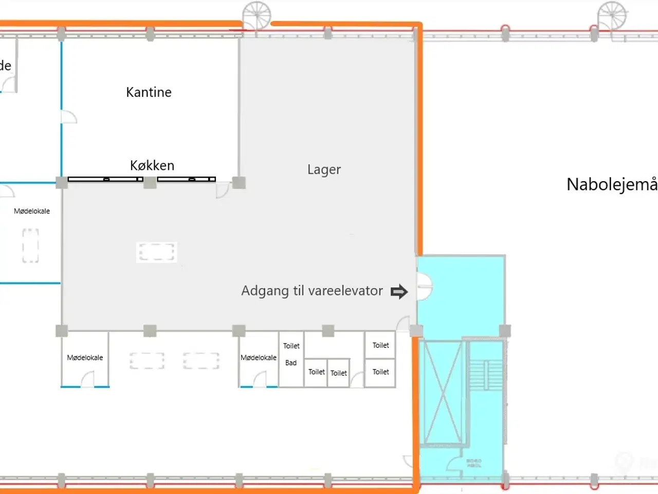 Billede 20 - Stor lager m. vareelevator og istandsat kontor med klimaanlæg