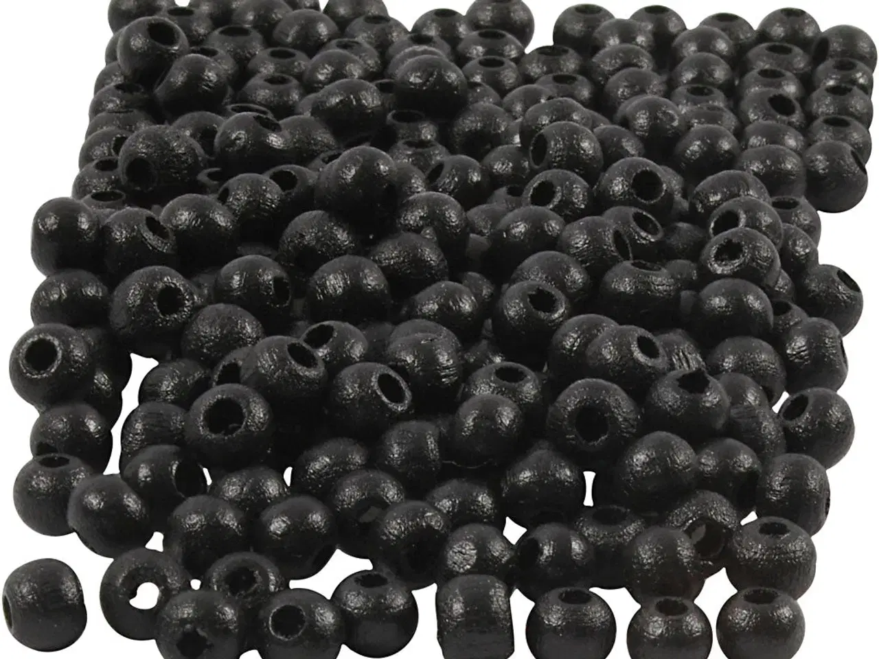 Billede 1 - Træperler, diam. 5 mm, hulstr. 1,5 mm, sort, 6g/ 1 pk.