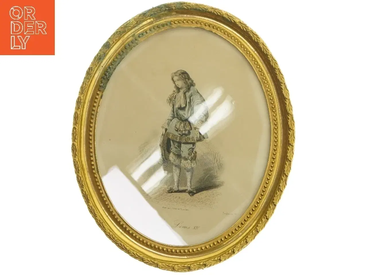 Billede 1 - Ovalt billede med guldramme (str. 31,5x26 cm)