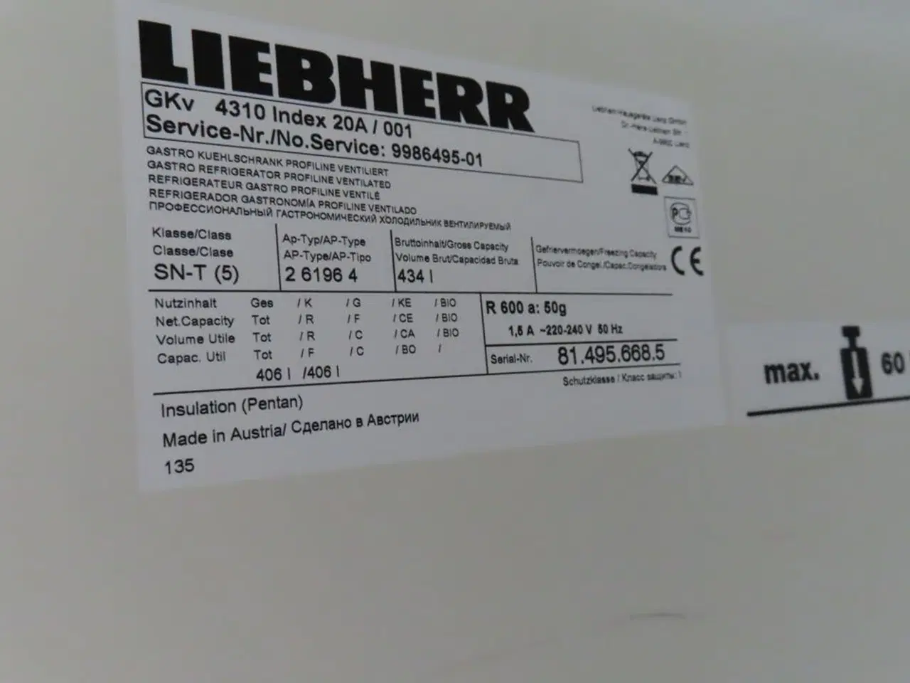 Billede 4 - Køleskab LIEBHERR PROFIL LINE GKv 4310
