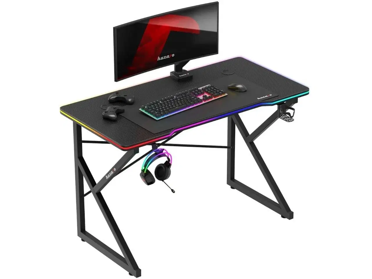 Billede 2 - Gamingbord Huzaro Hero 1.7 RGB – sort, 120×60 cm