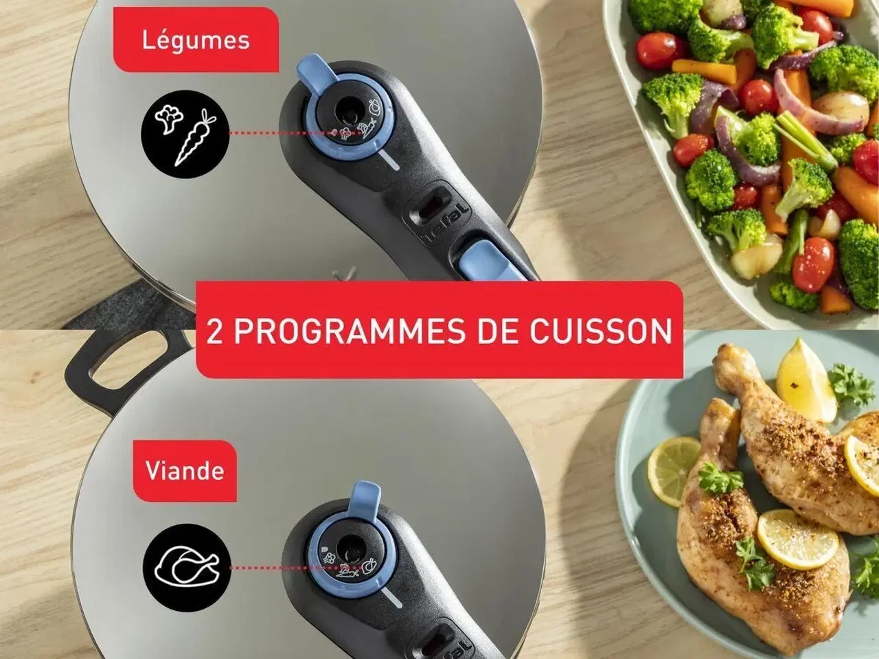 Billede 5 - Trykkoger Tefal P2584301 rustfrit stål - 4 og 6 l sæt